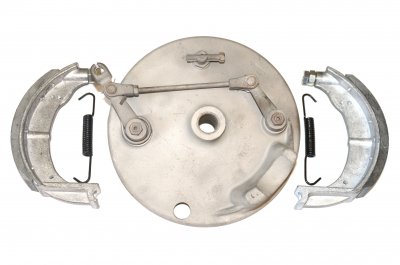 Front brake drum cover with brake shoes and springs assy URAL