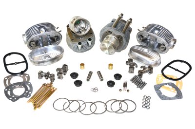 Complete set: cylinders cast iron, heads, FLAT pistons, rings, rockers, covers, studs, gaskets URAL 650cc