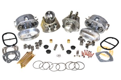 Complete set: cylinders aluminum, heads, SPHERICAL pistons, rings, rockers, covers, studs, gaskets URAL 650cc