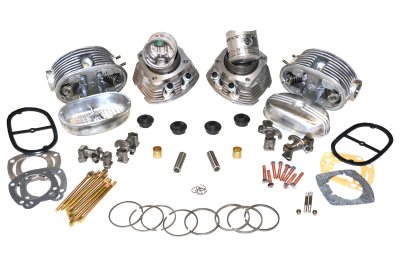 Complete set: cylinders aluminum, heads, FLAT pistons, rings, rockers, covers, studs, gaskets URAL 650cc