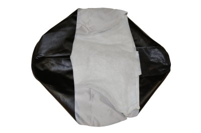 Black seat bench cover with white piping and synthetic padding DNEPR