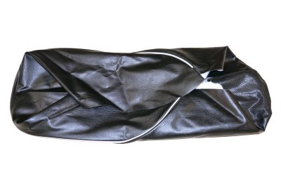 Black seat bench cover with white piping and synthetic padding DNEPR