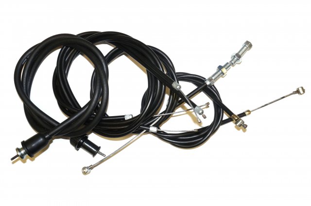 Complete cable set (2x throttle small end, 1x brake, 1x clutch, 1x speedo square end) URAL