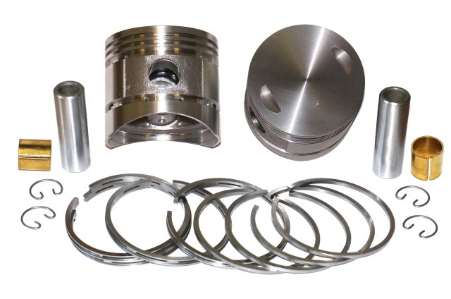 Pistons, rings, pins, circlips, bushings (group A, normal repair size, flat top) URAL