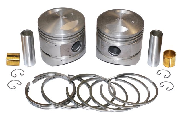 Pistons, rings, pins, circlips, bushings (group B, normal repair size, spherical top, fuel 92 octane) URAL