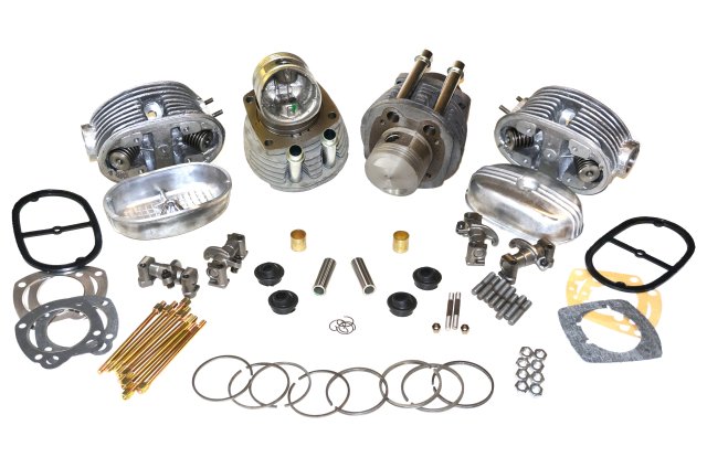 Complete set: cylinders cast iron, heads, SPHERICAL pistons, rings, rockers, covers, studs, gaskets URAL 650cc